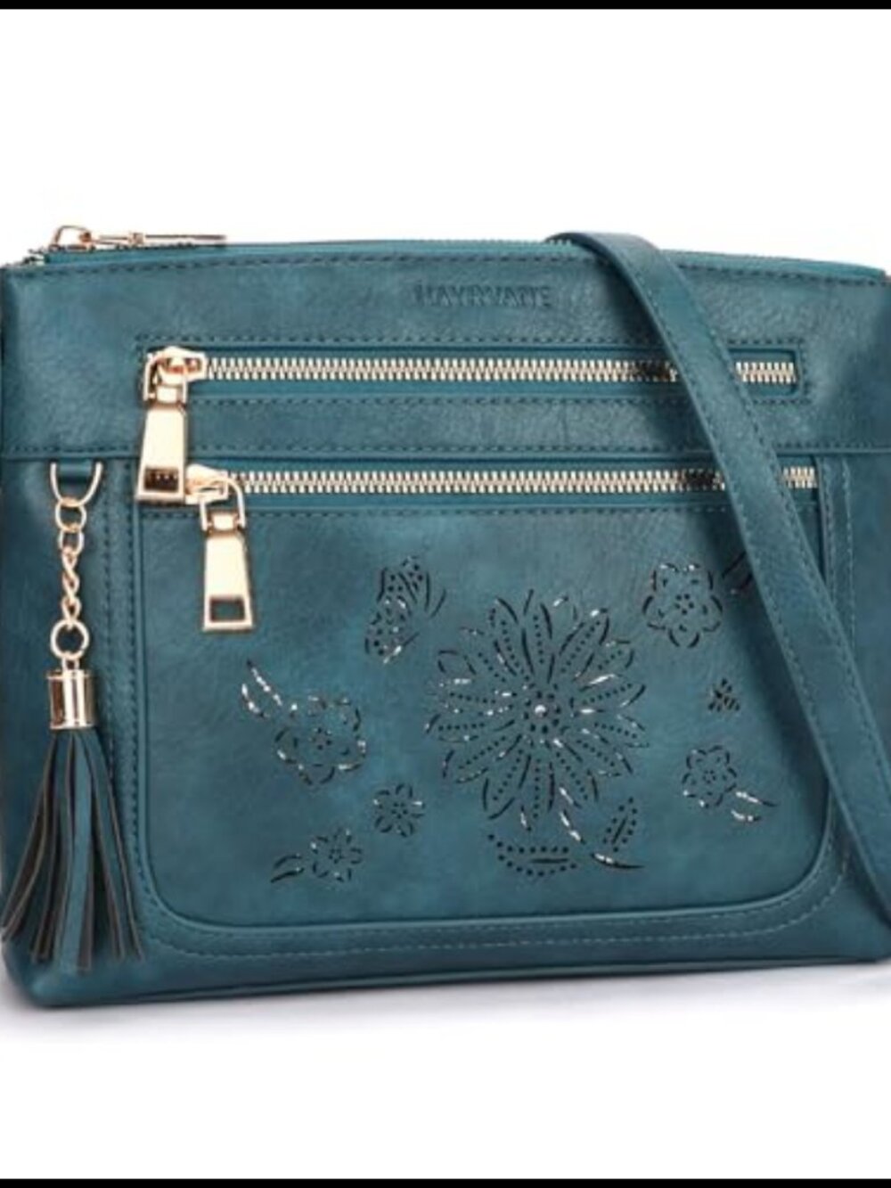 Vegan Leather Crossbody Bag Tassel Multi Pocket Everyday Shoulder Handbag